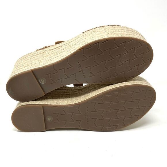 Marc Fisher LTD Rex Suede Platform Wedge Espadrille Sandals Tan Peep Toe 10 NIB - Picture 8 of 11